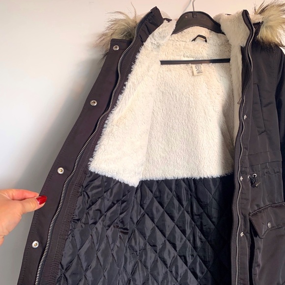 H&M L.O.G.G. Kids Winter Jacket with Faux Fur Trim Hood SIZE 10-11A - Picture 2 of 12